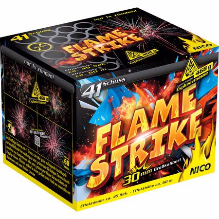 Flame Strike Feuerwerk Batterie 45 Sek. von Nico für Silvester oder Geburtstagsfeuerwerk Flame Strike Feuerwerk Batterie 45 Sek. von Nico für Silvester oder Geburtstagsfeuerwerk