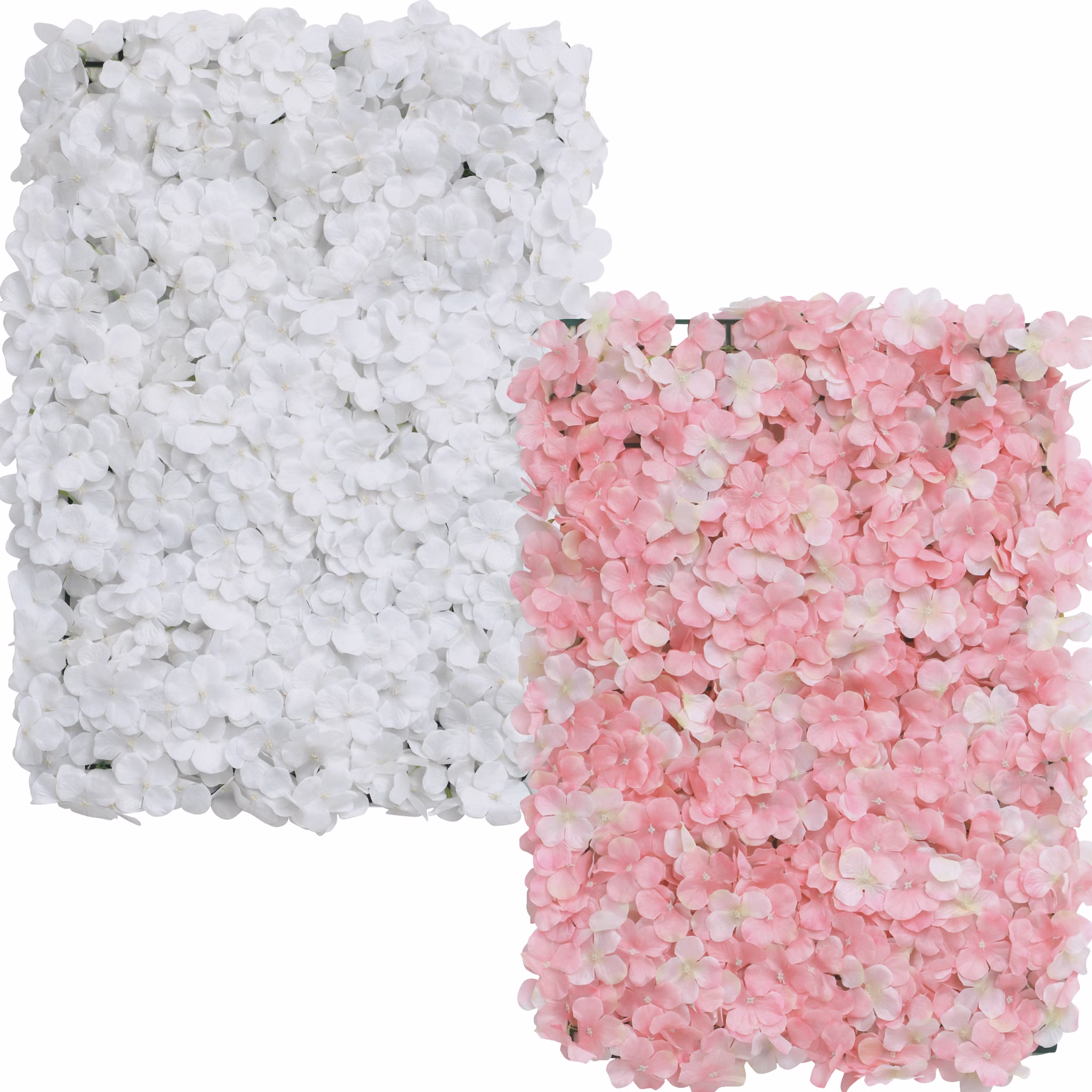 Blumenpaneel rosa Hortensien 60 x 40 cm Wand-Deko Hochzeit Geburtstag Tischdeko Deko-Ideen Blumenwand Kunstblumen Bastelbedarf Set Blumenpaneel rosa und weiß 60x40 cm aus Kunstblumen – vielseitige Wand- und Tischdeko.