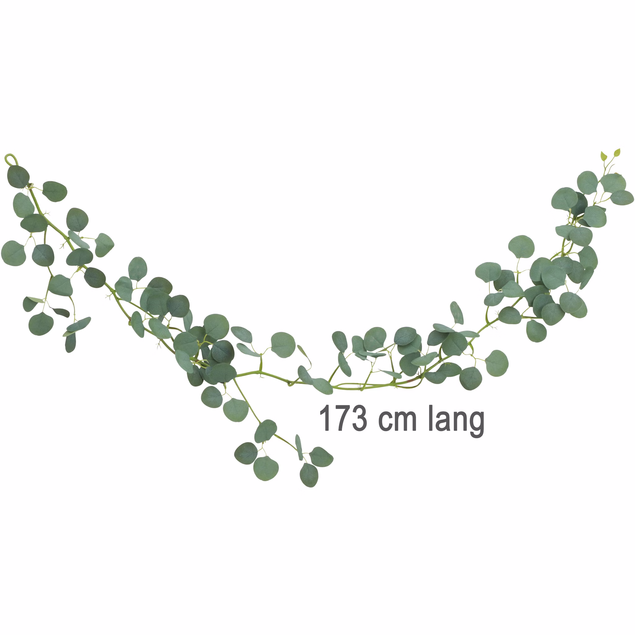 Eukalyptus Girlande 173 cm Grün Pflanzen Deko Hochzeit Geburtstag Basteln Kunstblume Tischdeko Deko-Ideen DIY Bastelbedarf Künstliche Eukalyptus-Girlande mit runden Blättern, ca. 173 cm lang