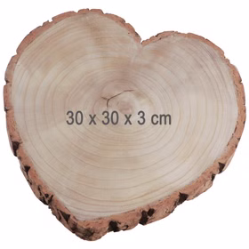 Baumscheibe Herzform Rustikales Holzherz 30 cm Tischdeko Hochzeit Geburtstag Vintage Dekoration Geburtstag Hochzeit Jubiläum Muttertag Deko-Ideen Herzförmige Baumscheibe mit 30 x 30 x 3 cm Maßangabe.