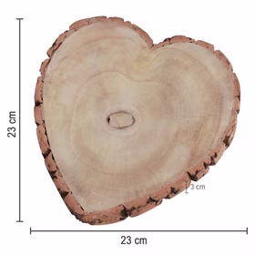 Baumscheiben-Set 3 Stück Herzform Rustikale Holzherzen 19, 23 & 30 cm Tischdeko Vintage Dekoration Geburtstag Hochzeit Jubiläum Muttertag Deko-Ideen Herzförmige Holzscheibe, naturbelassen, Maße 23 x 23 x 3 cm.