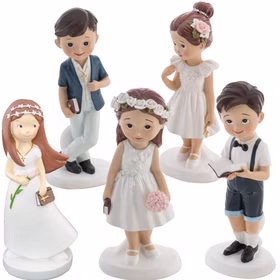 Kommunion Figur Mädchen mit Bibel & Blumenkranz 15 cm Torten-Deko Erstkommunion Jugendweihe Kommunions-Deko Tisch-Deko Dekoration Tortenfigur Übersicht verschiedener Kommunionfiguren für Mädchen und Jungen mit Bibel und Kommunionskleid als dekorative Figuren aus Kunstharz.
