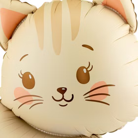 Katze Folienballon Kitty 61 x 65 cm Luftballon auf Rädern Geburtstag Party-Deko Geburtstag Kindergeburtstag Luftballon-Deko Detailaufnahme Katze Folienballon Kitty, niedliches Gesicht mit großen Augen, perfekter Luftballon für Kinderparty.
