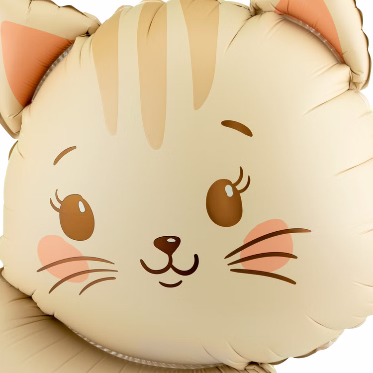 Katze Folienballon Kitty 61 x 65 cm Luftballon auf Rädern Geburtstag Party-Deko Geburtstag Kindergeburtstag Luftballon-Deko Detailaufnahme Katze Folienballon Kitty, niedliches Gesicht mit großen Augen, perfekter Luftballon für Kinderparty.