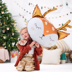 Reh Folienballon Feli das Rehkitz 73 x 64 cm Tierballon Party-Deko Rentier Weihnachten Weihnachts-Deko Geburtstag Luftballon-Deko Waldtier Kindergeburtstag Party-Zubehör Kind hält Reh Folienballon Feli 73 x 64 cm, niedlicher Tierballon für Geburtstag und Kinderparty.