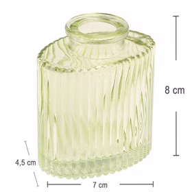 Mini Glasvasen-Set 3er Rosa grün Klar Tisch-Deko Hochzeit Geburtstag gedeckter Tisch Familienfeier Festtafel Kommunion Jubiläum Möbel & Wohnen Accessoires Maßdarstellung der grünen Mini-Glasvase mit kompakten Abmessungen für kleine Blumenarrangements.