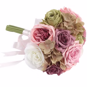 Künstlicher Blumenstrauß Fairy Pond Rosa Grün Lila 32 cm Hochzeitsdeko Blumenschmuck Blumen Party-Deko Frühlings-Deko Sommerstrauß Hochzeit Trauung Wohnen Ambiente Künstlicher Blumenstrauß Fairy Pond in Rosa, Grün und Lila, ca. 32 cm, romantische Hochzeitsdeko mit Rosen und Zierblumen.