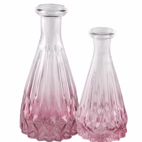 Mini Glasvase Alexandrin Blumenvase 10,7 cm Farbverlauf Rosa Tisch-Deko Geburtstag Hochzeit Wohnaccessoire Wohnen & Möbel Kleine Blumenvase Zwei Glasvasen Alexandrin im Vergleich: die kleine Variante mit rosa Farbverlauf neben der größeren passenden Ausführung.