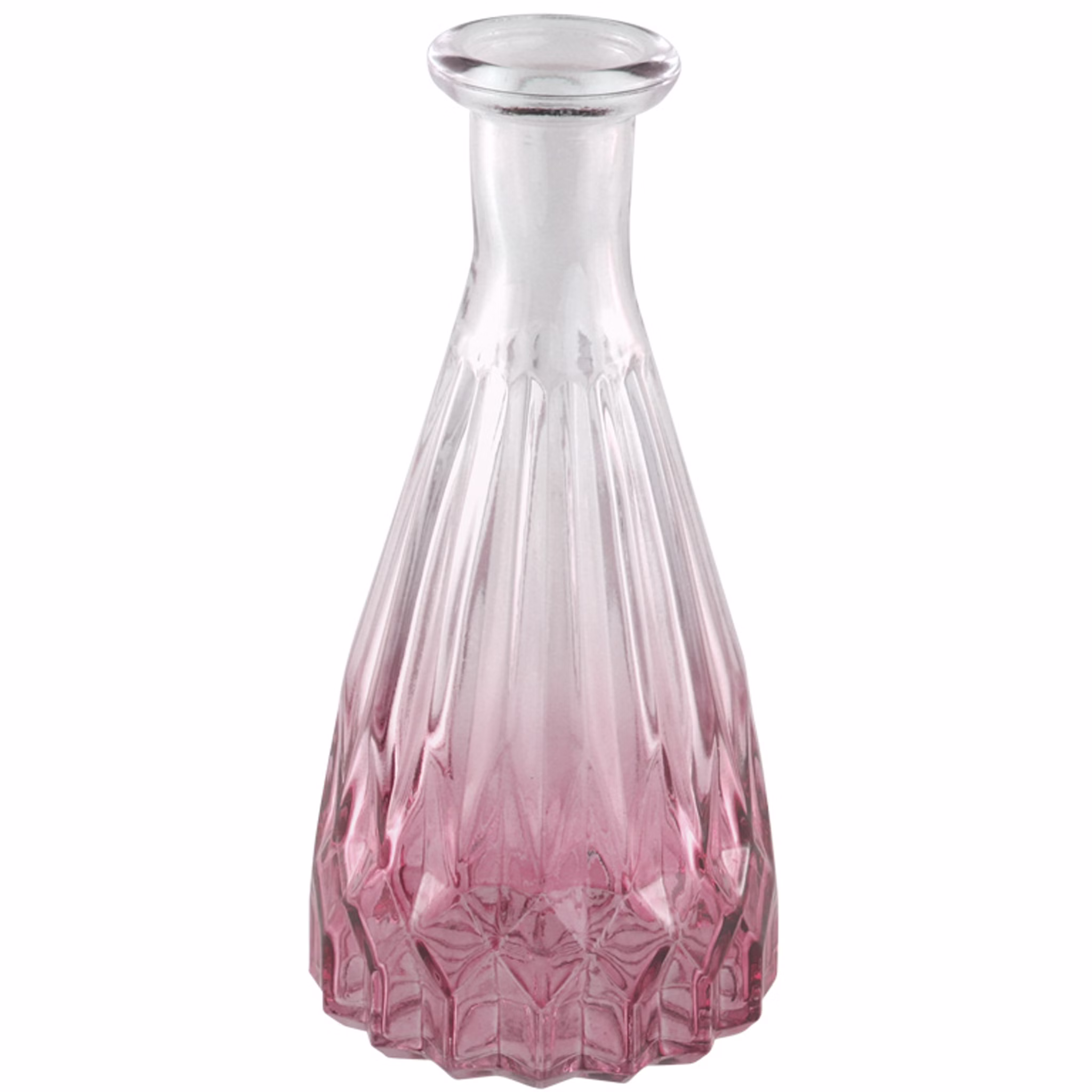 Glasvase Alexandrin Blumenvase 14,5 cm Deko-Vase mit Farbverlauf Rosa Tisch-Deko Geburtstag Hochzeit Wohnaccessoire Wohnen & Möbel Kleine Blumenvase Rosa Glasvase Alexandrin mit zartem Farbverlauf und dekorativ geschliffenem Boden auf hellem Hintergrund.