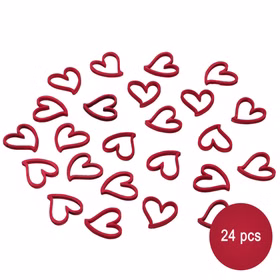 24 Holzherzen Rot 2 cm Streudeko Tischdeko Hochzeit Geburtstag Basteln Bastelbedarf Liebe Valentinstag gedeckter Tisch Bastel-Zubehör Rote Holzherzen Streudeko im Set (24 Stück), filigrane Herzformen auf weißem Hintergrund.