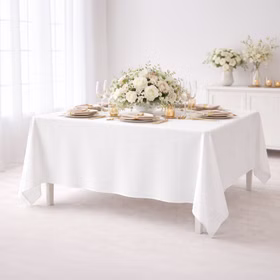 Tischdecke aus Baumwolle 125 x 240 cm gewaschen natürliche Tischdeko Tischdecken gedeckter Tisch Geburtstag Hochzeit Möbel & Wohnen Alltag Elegante Tischdecke aus Baumwolle in weiß auf gedecktem Tisch, 125 x 240 cm, gewaschen, natürliche Tischdeko