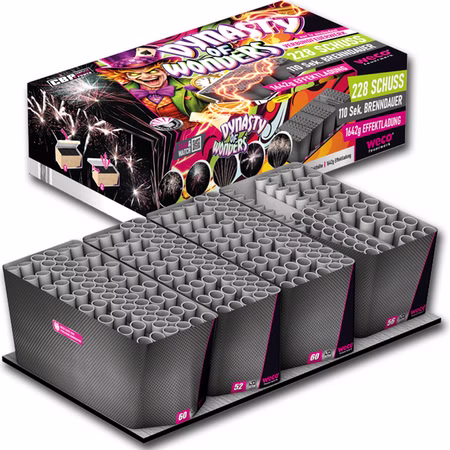 Dynasty of Wonders Verbundfeuerwerk 110 Sek. von Weco Silvesterfeuerwerk, Geburtstagsfeuerwerk Dynasty of Wonders Verbundfeuerwerk 110 Sek. von Weco Silvesterfeuerwerk, Geburtstagsfeuerwerk