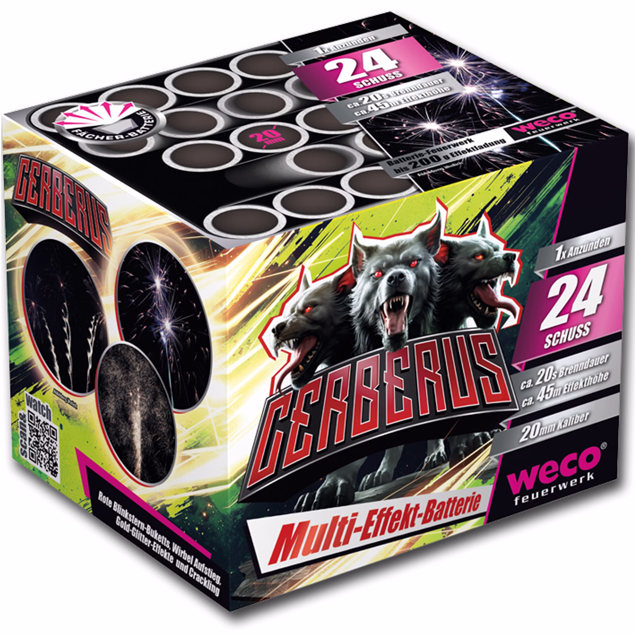 Cerberus Feuerwerk Batterie 20 Sek. von Weco für Silvester oder Geburtstagsfeuerwerk