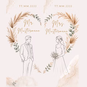 Boho Hochzeits-Liegestuhl 2er-Set Mr. & Mrs. mit Nachname & Hochzeitsdatum Hochwertiges Hochzeitsgeschenk Geschenkidee zur Hochzeit stilvolle Entspannung für Braut & Bräutigam Druckvorlage für personalisierte Hochzeits-Liegestühle im Boho-Stil mit Platzhaltern für Datum sowie Mr. und Mrs. Mustername.