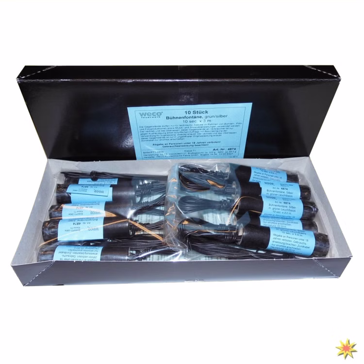 Bühnenfontäne silber-grün, 10 Sekunden Bühnenfontäne silber-grün, 10 Sekunden