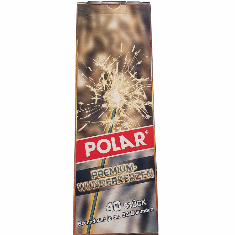 Polar Premium Wunderkerzen 17 cm 40 Stück Kinderfeuerwerk Vorderansicht Polar Premium Wunderkerzen 17 Zentimeter 40 Stück.