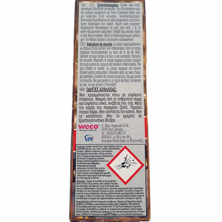 Polar Premium Wunderkerzen 17 cm 40 Stück Kinderfeuerwerk Rückansicht Polar Premium Wunderkerzen 17 Zentimeter 40 Stück.