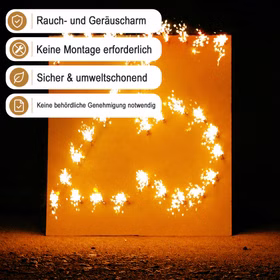 Lichterbild Brennende Zahl 25 Feuerbild Lichterbilder Geschenkidee Silberhochzeit Geburtstag Jubiläum Hochzeit Lichterbild Brennende Zahl 25 mit mit Hinweis-Bannern zu raucharmem und genehmigungsfreiem Einsatz.