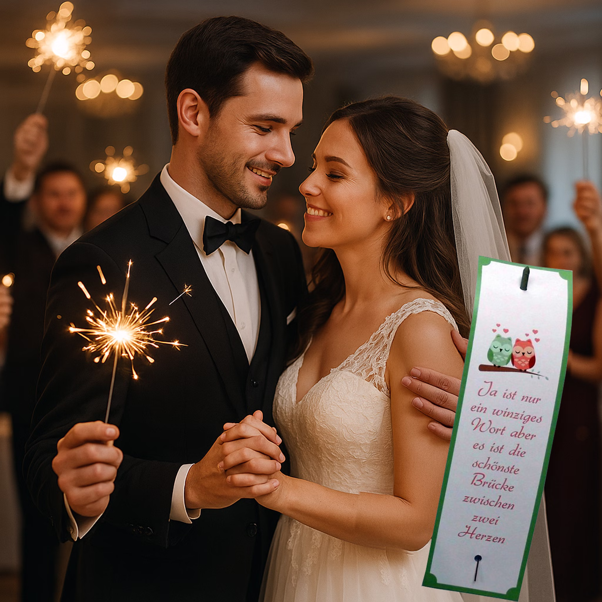 Gastgeschenk 40x Wunderkerze mit Erinnerungskarte Motiv Eulen Hochzeit Gastgeschenk 40x Wunderkerze mit Erinnerungskarte Motiv Eulen Hochzeit Hinweis: KI generiertes Bild