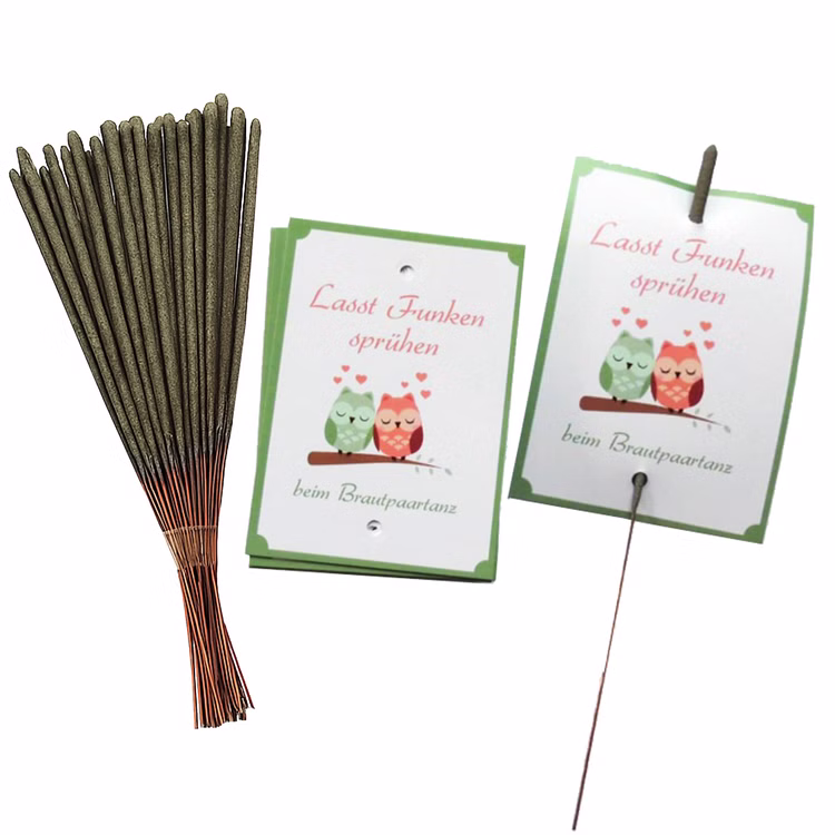 Hochzeit Wunderkerzen Set Brautpaartanz Verliebte Eulen 40 Karten & 40 Wunderkerzen zum Eröffnungstanz Party-Deko SALE Party-Artikel Hochzeitsfeier Hochzeitstanz Übersicht Wunderkerzen-Set für den Brautpaartanz bestehend aus 40 Karten und 40 Wunderkerzen von Vorne