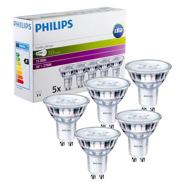 Philips Hochvolt-Reflektorlampen CorePro LEDspot 4-50W GU10 830 36D DIM, 345lm, 3000K (35883600) Elektroshop Wagner Philips Hochvolt-Reflektorlampen CorePro LEDspot 4-50W GU10 830 36D DIM, 345lm, 3000K (35883600) Elektroshop Wagner