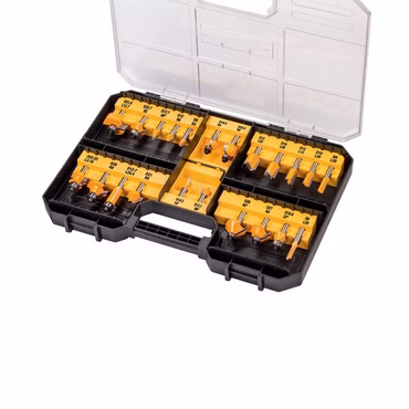 Fräser-Set DT90017, 22-teilig (schwarz/gelb, 8mm Schaft)