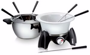 Fondue-Set 48615 (edelstahl/schwarz, 500 Watt, Edelstahl- und Keramiktopf)