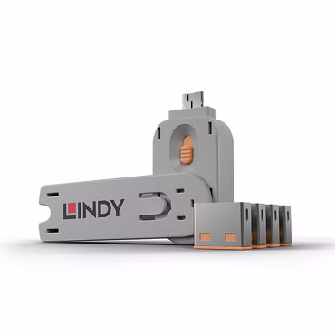 USB Port Schloss (4 Stück) mit Schlüssel (orange, Code: ORANGE)