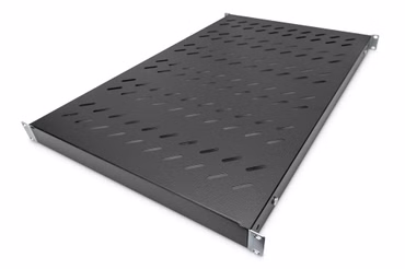 Fachboden mit variablen Befestigungsschienen zum Festeinbau in 483 mm (19?)-Schränke (schwarz, 1 Höheneinheit)