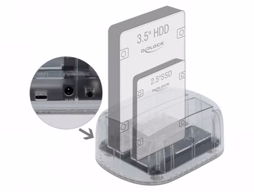 USB Type-C Dockingstation für 2 x SATA HDD / SSD (transparent)