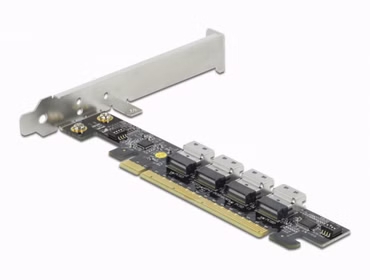 PCIe x16 Karte zu 4 x intern SFF-8654 4i NVMe - Bifurcation, Schnittstellenkarte