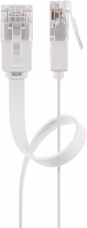 Patchkabel RJ-45 Stecker > RJ-45 Stecker (weiß, 5 Meter, flach, Cat.5e U/UTP)