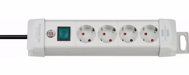 Premium-Line Steckdosenleiste 4-fach (hellgrau, 1,8 Meter)