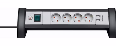 Premium-Office-Line Steckdosenleiste 4-fach (schwarz/hellgrau, 1,8 Meter, 2x USB)