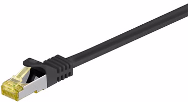 RJ-45 Patchkabel Cat 6.a S/FTP (PIMF), mit Cat.7 Rohkabel (schwarz, 1,5 Meter, 500 MHz)