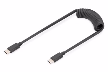 DIGITUS Ladekabel USB-C->USB-C Spiralkabel 1m schwarz