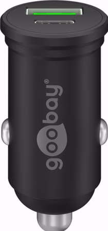 Dual-USB Auto-Schnellladegerät 45 Watt (schwarz, 1x USB-C, 1x USB-A, Power Delivery, 12 / 24 Volt)