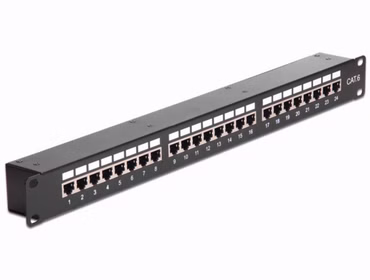 Delock - Patch-Panel mit Kopplern - CAT 6 - STP - RJ-45 X 24 - Schwarz - 1U - 48.3 cm (19")