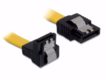 Delock - SATA-Kabel - Serial ATA 150/300/600 - SATA (M) gewinkelt zu SATA (M) gerade - 30 cm - Daumenklemmen - Gelb