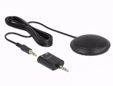 Delock Kondensator Tisch Mikrofon Omnidirektional für Konferenz mit 3,5 mm Klinkenstecker 3 Pin