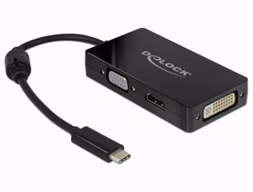 Delock Adapter USB Type-C Stecker > VGA / HDMI / DVI Buchse schwarz
