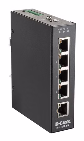 Switch / 5-Port Unmanaged Layer2 Fast Ethernet Industrial Switch, 5x 10/100Mbit/s TP (RJ-45) Port, Automatische Geschwindigkeits- und Duplexanpassung, Auto-Uplink MDI-II/-X, IEEE 802.3x Flow-Control bei Full-Duplex Betrieb, Gehäusefarbe sch