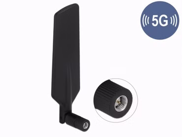 Antenne 5G LTE SMA Stecker -1 - 3 dBi omnidirektional drehbar mit Kippgelenk schwarz Delock