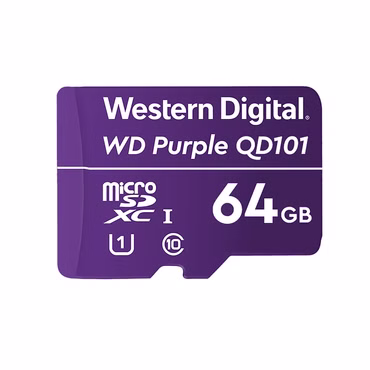 WD Purple SC QD101 WDD064G1P0C - Flash-Speicherkarte - 64 GB - UHS-I U1 / Class10 - microSDXC UHS-I - lila
