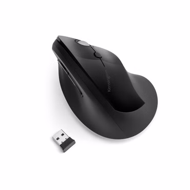 Kensington Pro Fit Ergo Vertical Wireless Mouse - Vertikale Maus - ergonomisch - Für Rechtshänder - 6 Tasten - kabellos - 2.4 GHz - kabelloser Empfänger (USB) - Schwarz