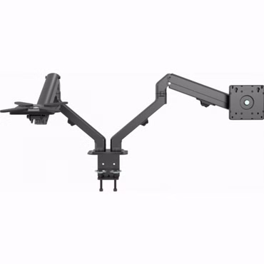 VISION Schreibtisch-Doppelarmhalterung für Monitor - Geeignet für zwei Bildschirme 17- 27" mit VESA-Größen 75 x 75 oder 100 x 100 - Schreibtischbefestigung mit Schnellklemme oder Tülle - Bildschirm drehbar - Intelligentes