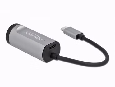 Delock USB Type-C Adapter zu Gigabit LAN mit Power Delivery Anschluss grau
