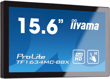 iiyama ProLite TF1634MC-B8X - LED-Monitor - 39.5 cm (15.6") - offener Rahmen - Touchscreen - 1920 x 1080 Full HD (1080p) @ 60 Hz - IPS - 450 cd/m² - 700:1 - 25 ms - HDMI, VGA, DisplayPort - Schwarz, Matte