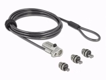 Navilock Notebook Sicherungskabel mit 3 Verriegelungsköpfen und Zahlenschloss für Kensington, Noble Wedge und Nano Slot und Zahlenschloss