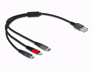 Delock USB Ladekabel 3 in 1 für Lightning / Micro USB / USB Type-C 30 cm 3-farbig